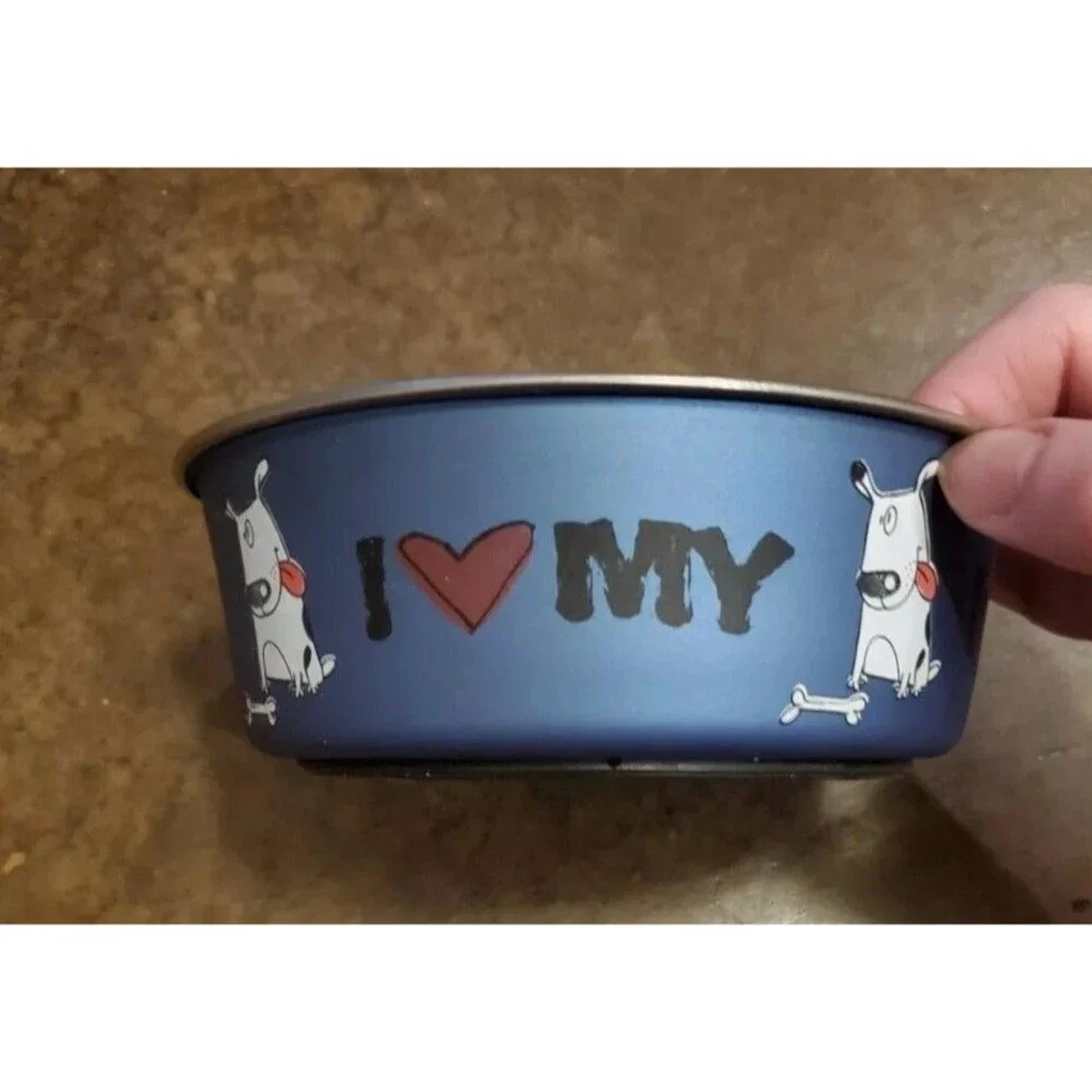 Loving Pets Bella Bowls Dogs, 5.5” Small Stainless Steel, Blue No Slip 2pc Set